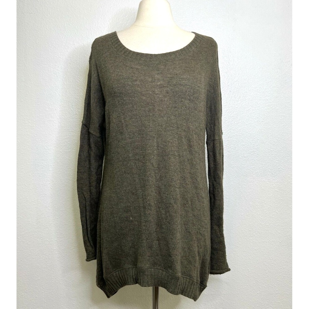 Heather By Bourdeaux Sweater Dress Tunic Small Green Back Zip Angora Blend Sz L